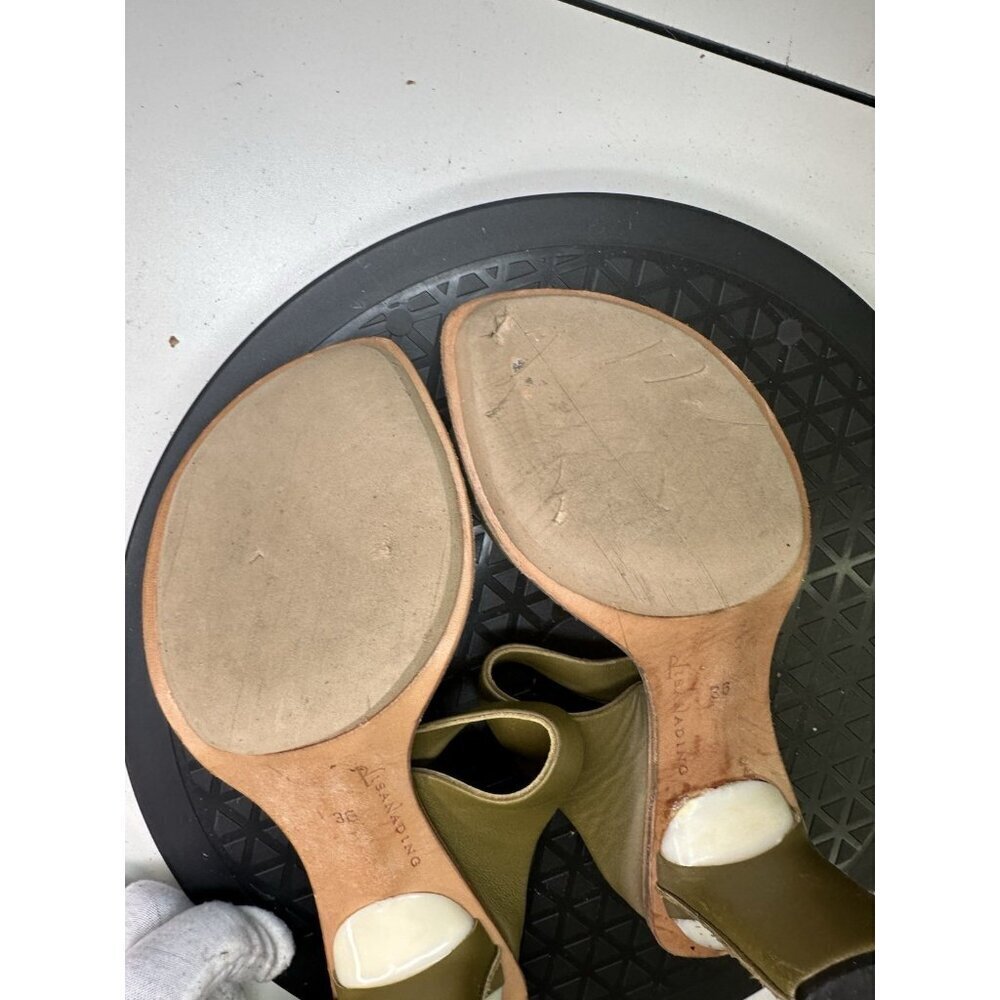 VTG Lisa Nading Green Leather Open Toe Heel Sandals Sz 36 / 6 US - Picture 12 of 12